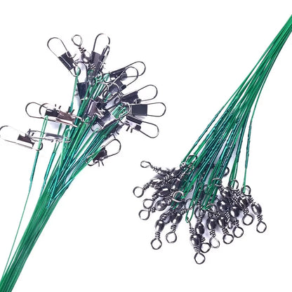Super Strong Tensile Force anti Bite Steel Fishing Line Steel Wire Leader with Rotating Snaps Fishing Lead Wire 200/100/60/20Pcs