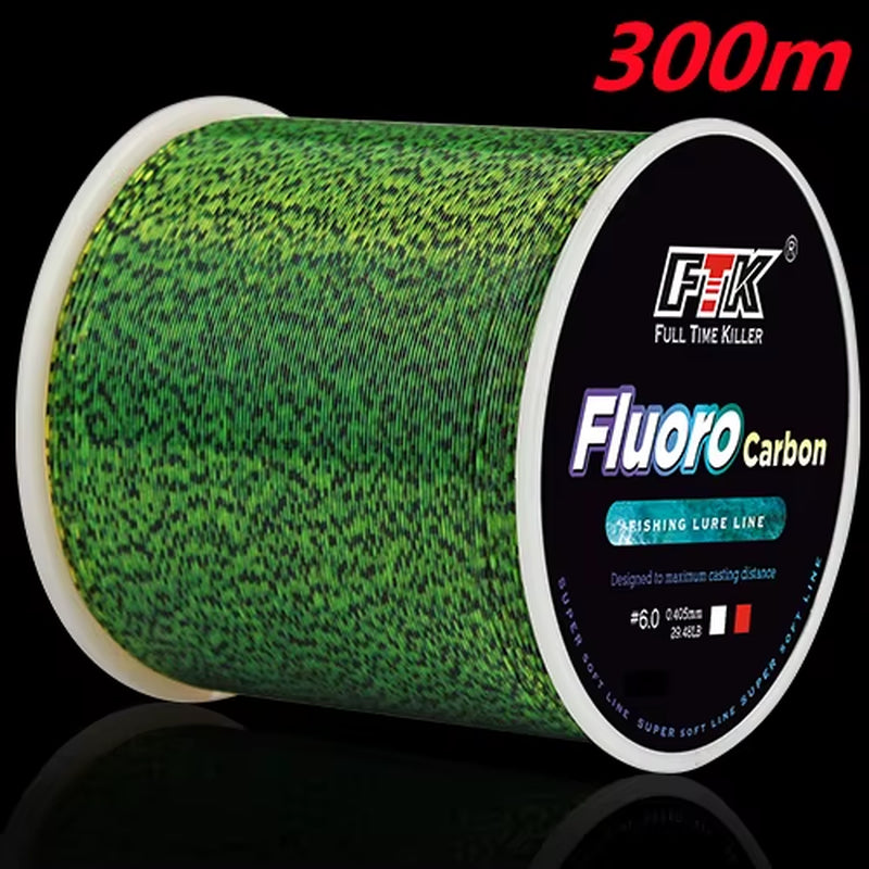 Invisible Fluorocarbon Coated Fishing Line, 300/500M, 0.20mm-0.50mm, 4.13LB-34.32LB, High Strength Spotted Line