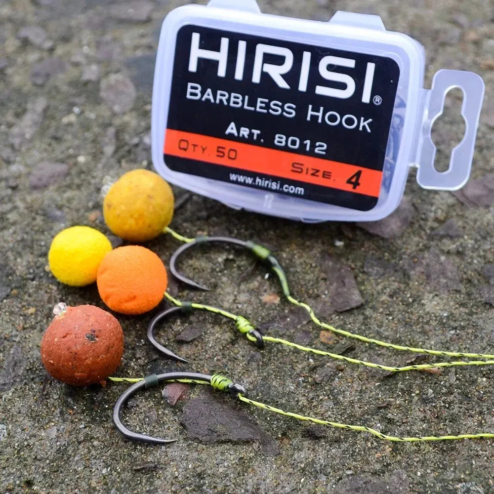 50Pcs Coating High Carbon Stainless Steel Barbless Hooks 8012 Fishing Hook Fishing Tool Accessories