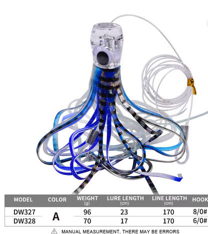 Professional Ocean Squid Boat Fishing Lures with Wire Bait and Squid Soft Lure for Trolling Tuna